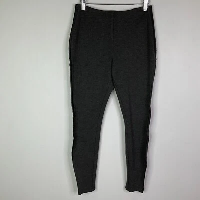 Lysse Leggings Alina Faux Leather Insert Trim Black Gray Womens Medium Ankle Zip - Image 1 of 4