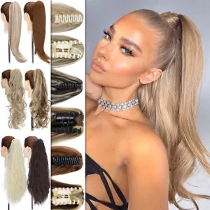 Real Thick Ponytail Claw Clip in Hair Extension Pony Tail Hairpiece As Human US - Picture 1 of 89