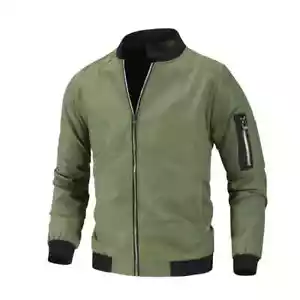 Spring Autumn Mens Bomber Zipper Jackets Casual Men MA-1 Pilot Baseball Coats - Picture 1 of 30