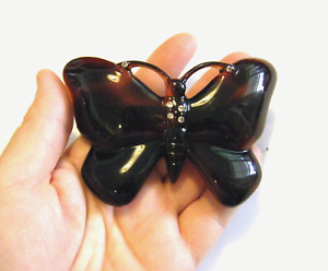 4" Large Vintage French Hair Barrette Faux Tortoise Shell Celluloid RS Butterfly