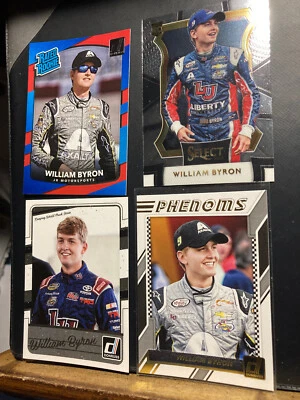 WILLIAM BYRON Lot of 4 NASCAR cards 2017-2018 Panini & Donruss w/Rookie Card - Image 1 of 4