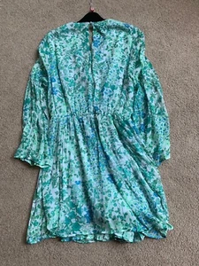 Zara Short Summer Dress playsuit lined Large 12 skater boho mini Green floaty - Picture 1 of 19