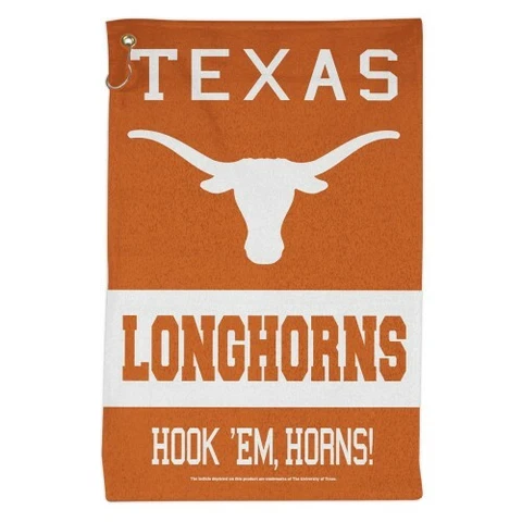 TEXAS LONGHORNS ALL PURPOSE GOLF TAILGATE TOWEL 16"X25" HOOK AND GROMMET Cover