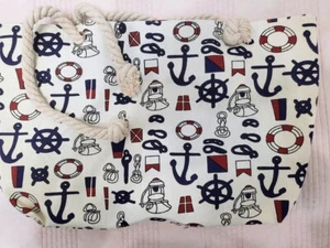 Beach Tote Bag for Women Large With Zipper White Set Sailing Mood NEW From USA - Picture 1 of 5