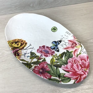 Michel Design Works Serveware Oval Melamine Platter – Floral & Butterflies 19" - Picture 1 of 10