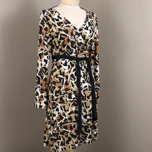 DIANE VON FURSTENBERG 100% Silk Sz 10 Abrigo Wrap Dress Leopard Animal Print - Picture 1 of 9