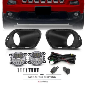 Bisel de cubierta de lámpara de parachoques de luz antiniebla LED de 4 piezas para Jeep Cherokee 2014-2016 2017 2018 - Imagen 1 de 24