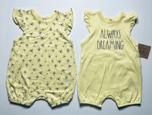 Rae Dunn Baby Romper Girl’s 3-6 Months Yellow Always Dreaming Dragonfly 2 Piece - Picture 1 of 7