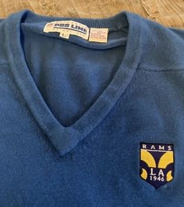 LOS ANGELES RAMS Football VINTAGE Antigua Pro Line LARGE Blue NFL Sweater V Neck - Picture 1 of 4