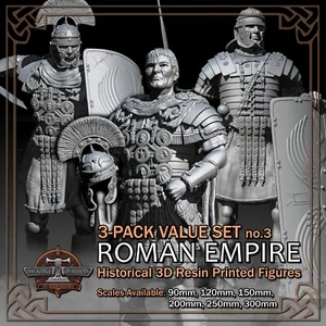 Paquete de 3 figuras modelo impresas en 3D Legión Imperio Romano - Escala 90 mm a 300 mm - Imagen 1 de 22