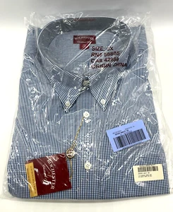 Rochester Est 1906 Men Shirt 3X Navy Gingham Check Long Sleeve Button Up NEW - Picture 1 of 3