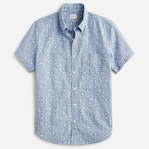 J. Camisa Seersucker Crew manga corta en algodón clásico estampado floral azul lago - Imagen 1 de 11