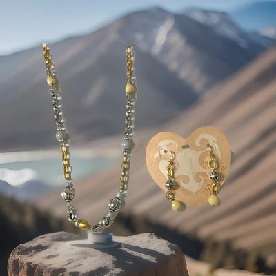 Brighton SUNSHOWER Necklace And Earrings Two-Tone NWT Retired Rare Find! - Image 1 of 4