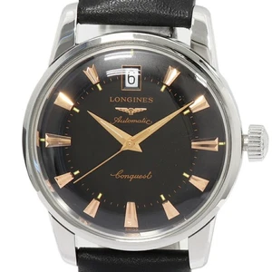LONGINES WATCH CONQUEST HERITAGE L1.611.4.52.2 AUTOMATIC DATE BLACK DIAL MEN'S - Picture 1 of 5