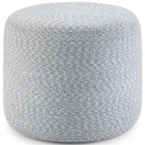 Simpli Home Bayley Boho Round Braided Pouf in Blue and Natural Cotton - Picture 1 of 8