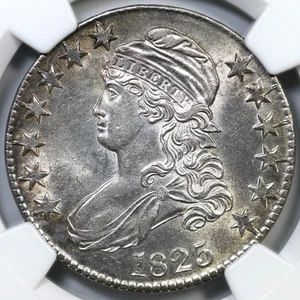 1825 O-113 R-1 NGC MS 62 Capped Bust Silver Half Dollar 50c - Picture 1 of 3