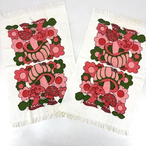 Juego de toallas de mano de cocina con champiñones retro años 60 70 rosa Damon’s nunca lavadas de colección - Imagen 1 de 19