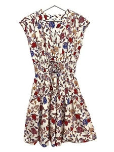 Derek Lam 10 Crosby Dress Womens 4 White Floral Smocked Waist V Neck Lined - Picture 1 of 11