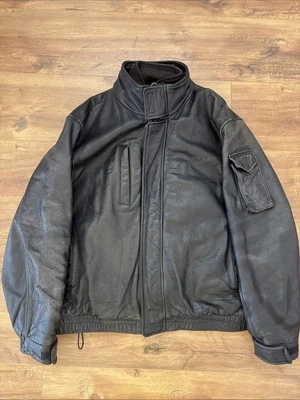 VTG Wilsons Genuine Leather Racing Motorcycle Jacket Coat Black Mens XL HEAVY - Image 1 of 4