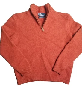 Polo Ralph Lauren Pullover Wolle Angora Rabbit Quarter Zip Burnt Orange Gr. L - Bild 1 von 11