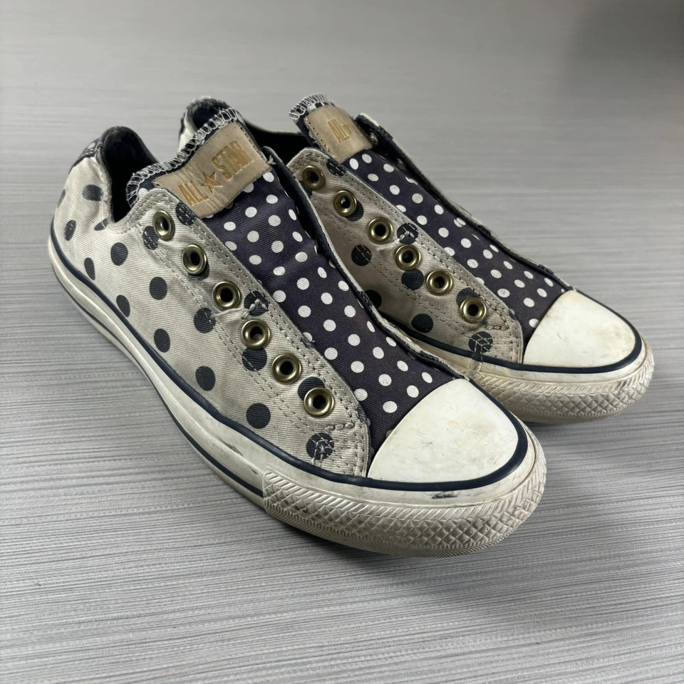匡威 Converse All Star 鞋女式 7.5 码黑色/白色圆点懒人鞋 530046F — 第 1/4 张图片