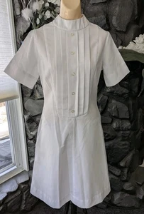 Vintage 60s Designer Series By Bob Evans Nurse Nursing Uniform Dress Pockets S/M - Picture 1 of 8