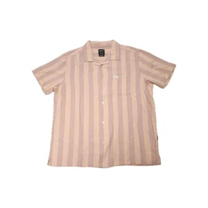 RVCA - Button Down Casual Shirt - Mens Medium - Orange Red - Stripe - 66$ MSRP - Picture 1 of 4
