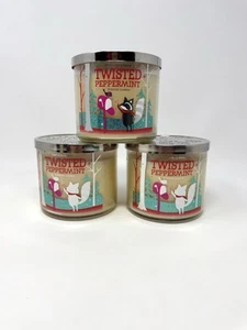 Bath & Body Works GEDREHTE PFEFFERMINZE 3-Docht-Kerzen Weihnachten 3er-Set NEU 14,5 Unzen - Bild 1 von 7