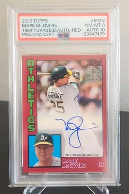 Topps Mark McGwire 2019 PSA 8/Auto 10 1984 diseño rojo #'d 16/25 ¡Raro! Foto 1 de 3