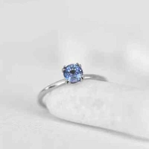 0.25CT Simulated Blue Tanzanite Women Simple & Elegant Chic Ring In 950 Platinum - Picture 1 of 8