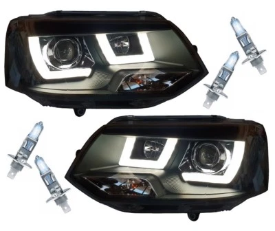 U-BAR TAGFAHRLICHT SCHEINWERFER für VW T5 Bus GP 09-15 SCHWARZ + 4x H1 MULTIVAN - Bild 1 von 4