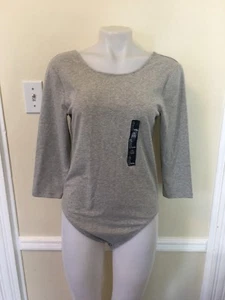 Gap Women`s Fitted Scoop Back 3\4 Sleeve Bodysuit Gray Color Top L, XL, 2XL NWT - Picture 1 of 6