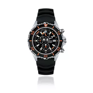CHRIS BENZ DEPTHMETER CHRONOGRAPH 300M orange mit schwarzem Kautschukband - Bild 1 von 6