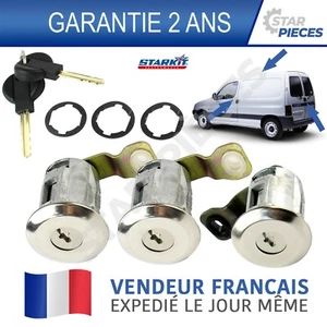 3 BARILLET SERRURE PORTE AVANT + ARRIERE PEUGEOT PARTNER CITROEN BERLINGO 96-08 - Imagen 1 de 9