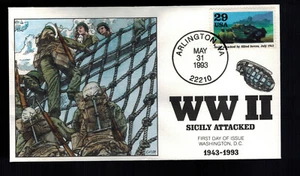 29c WWII-Marines Sicily Attacked FDC 1993*Sc #2765c*Collins Hand Painted Cachet - Bild 1 von 1
