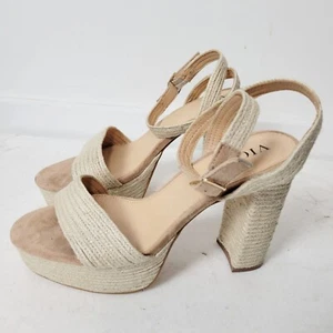 Vici Größe 9 Willow-Plateausandalen mit Absatz offene Zehenpartie hellbraun Knöchelschnalle - Bild 1 von 12