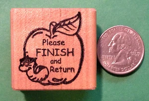 Estampilla de goma montada en madera de Please Finish and Return/Apple, Teachers - Imagen 1 de 2