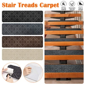 8in x 30in Carpet Stair Treads Anti Slip Stair Mats For Indoor Wooden Steps Rugs - Picture 1 of 16