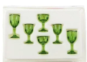 Dolls House Emerald Green Cut Stemware Glasses Set Chrysnbon Dining Accessory - Picture 1 of 8