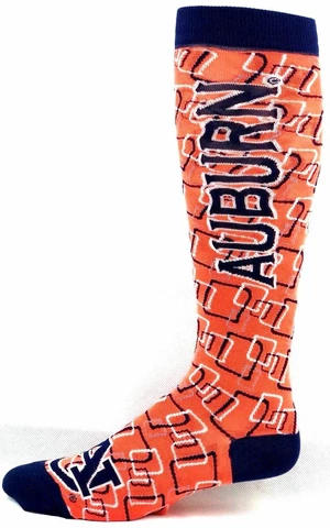 Auburn Tigers Navy & Orange Repeat Rectangles Thin Long Socks Cover