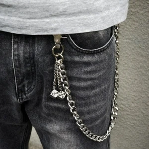 Mens Thick Waist Chain Punk Wallet Chain Metal Keychain Pants Chain Concert Wear - Picture 1 of 12
