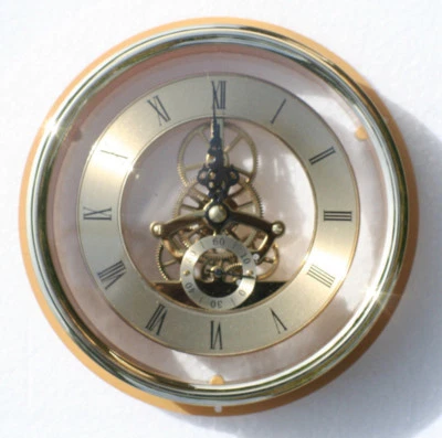 Skeleton Clock 149mm diameter quartz insertion with flange, brass finish.  - Image 1 of 3