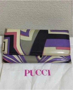 Emilio Pucci Long Wallet Geometric Pattern Purple Female Used From Japan - Picture 1 of 3