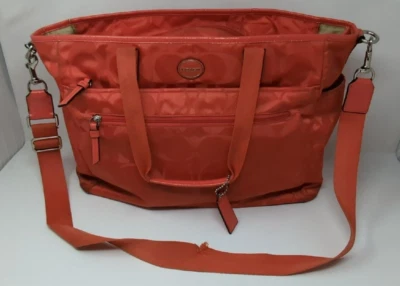 COACH Signature C Convertible Nylon Diaper Bag Baby Tote M1361-F77577 Coral VTG - Image 1 of 4
