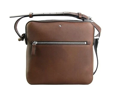 MONTBLANC MEISTERSTUCK SFUMATO ZIP REPORTER BROWN LEATHER BAG 118336 NEW ITALY - Image 1 of 4