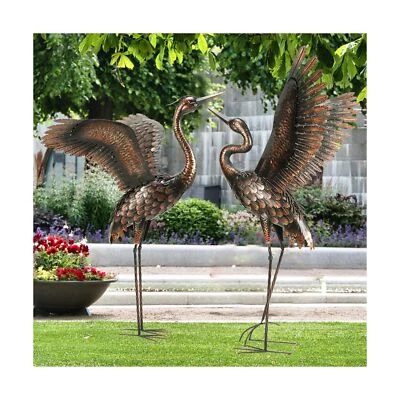 chisheen Garden Statue Outdoor Metal Heron Crane Yard Art Sculpture for Lawn ... - Image 1 of 4