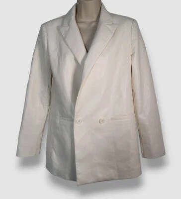 $495 Alice + Olivia Mujer Marfil Imitación Cuero Justin Blazer Traje Talla 2 Foto 1 de 4