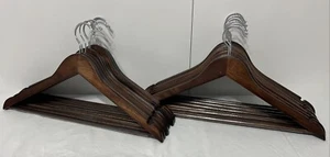 Elegant Walnut Finish Wooden Suit Hangers with Chrome Hooks Lot of 15 New - Picture 1 of 7