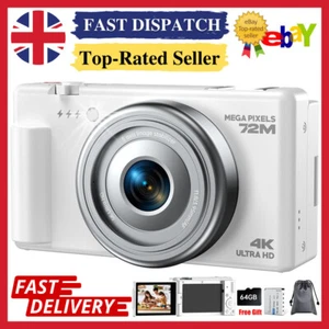 4K 72MP Autofocus Digital Camera Video for Photography 2.8" LCD 270° Flip Screen - Picture 1 of 8