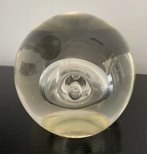 Renato Anatra Murano Clear Glass Controlled Bubble Paperweight Signed - Picture 1 of 7